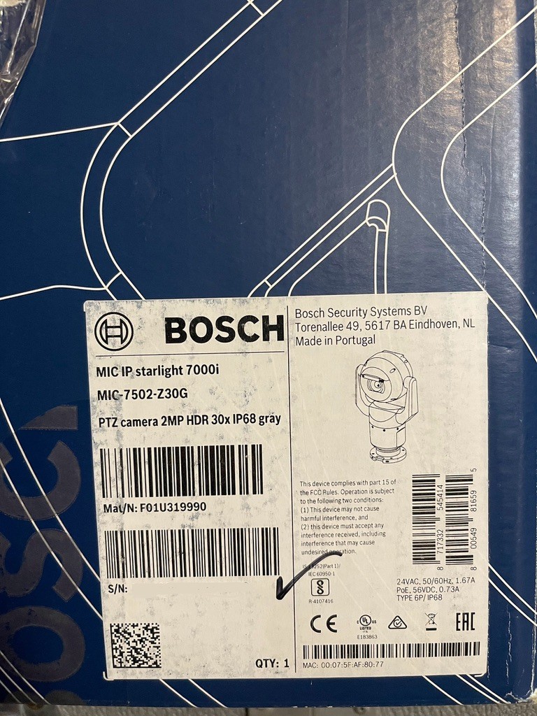 Bosch MIC 7000I PTZ Starlight Camera 2MP HDR 30x IP68 Gray MIC-7502-Z30G