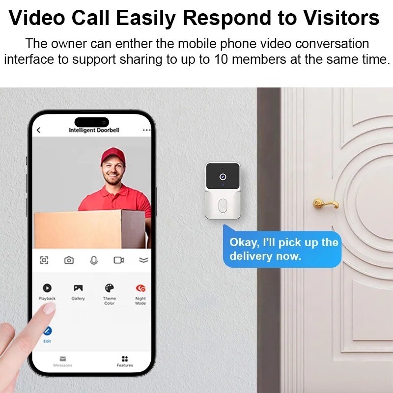 Smart Wireless WiFi Video Doorbell Phone Door-Ring Intercom Security Camera Bell