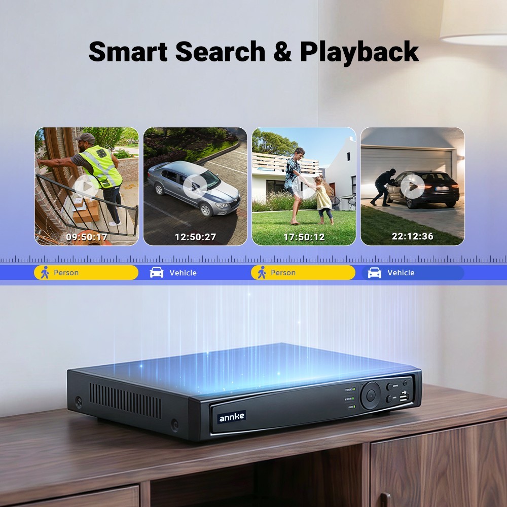 ANNKE 16CH 12MP NVR 3K 5MP POE Color Night Security Camera System Two Way Audio