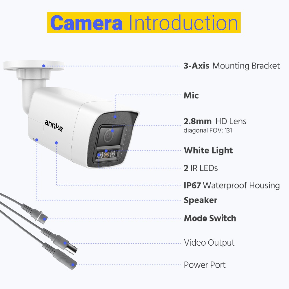 ANNKE 5MP Two Way Audio Security Camera System 8CH DVR AI Detection Color Night