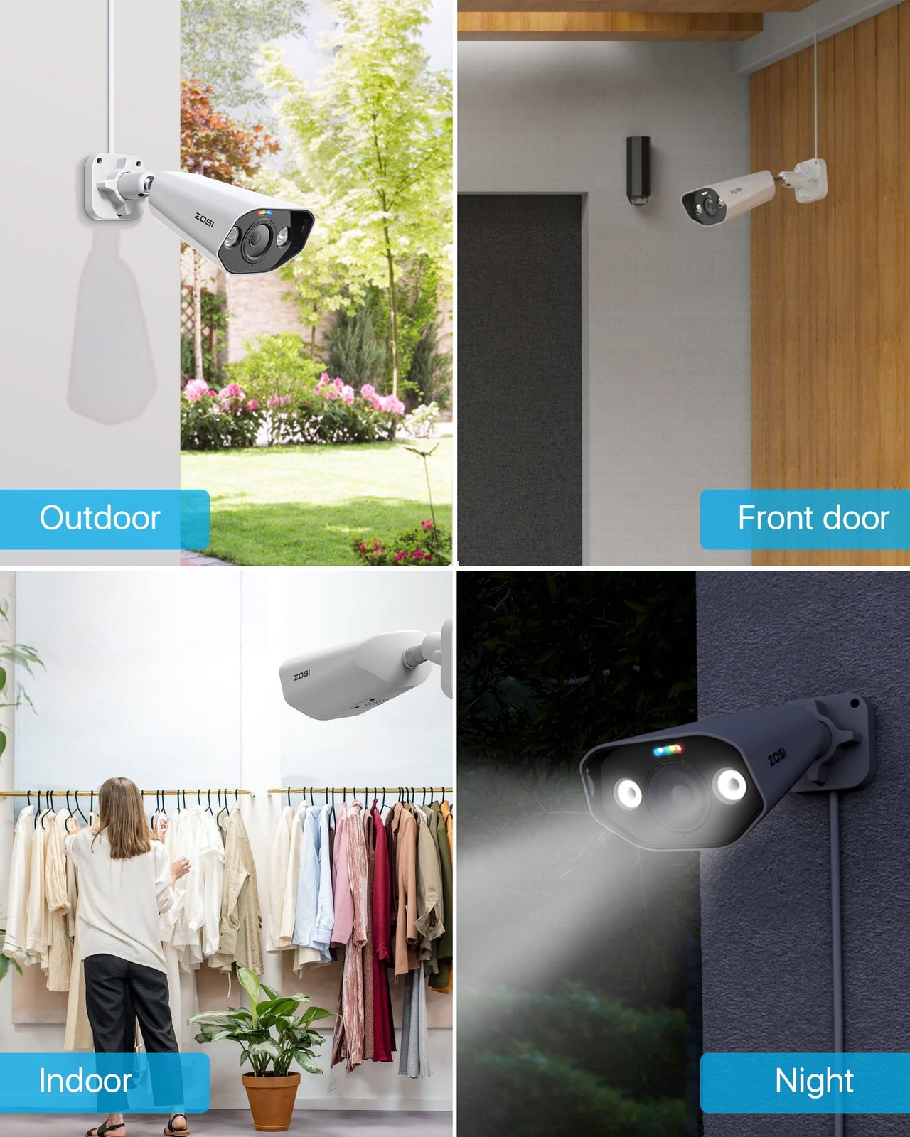 ZOSI 4K 8.0MP PoE IP Weatherproof CCTV Security Camera Color Night Vision Audio