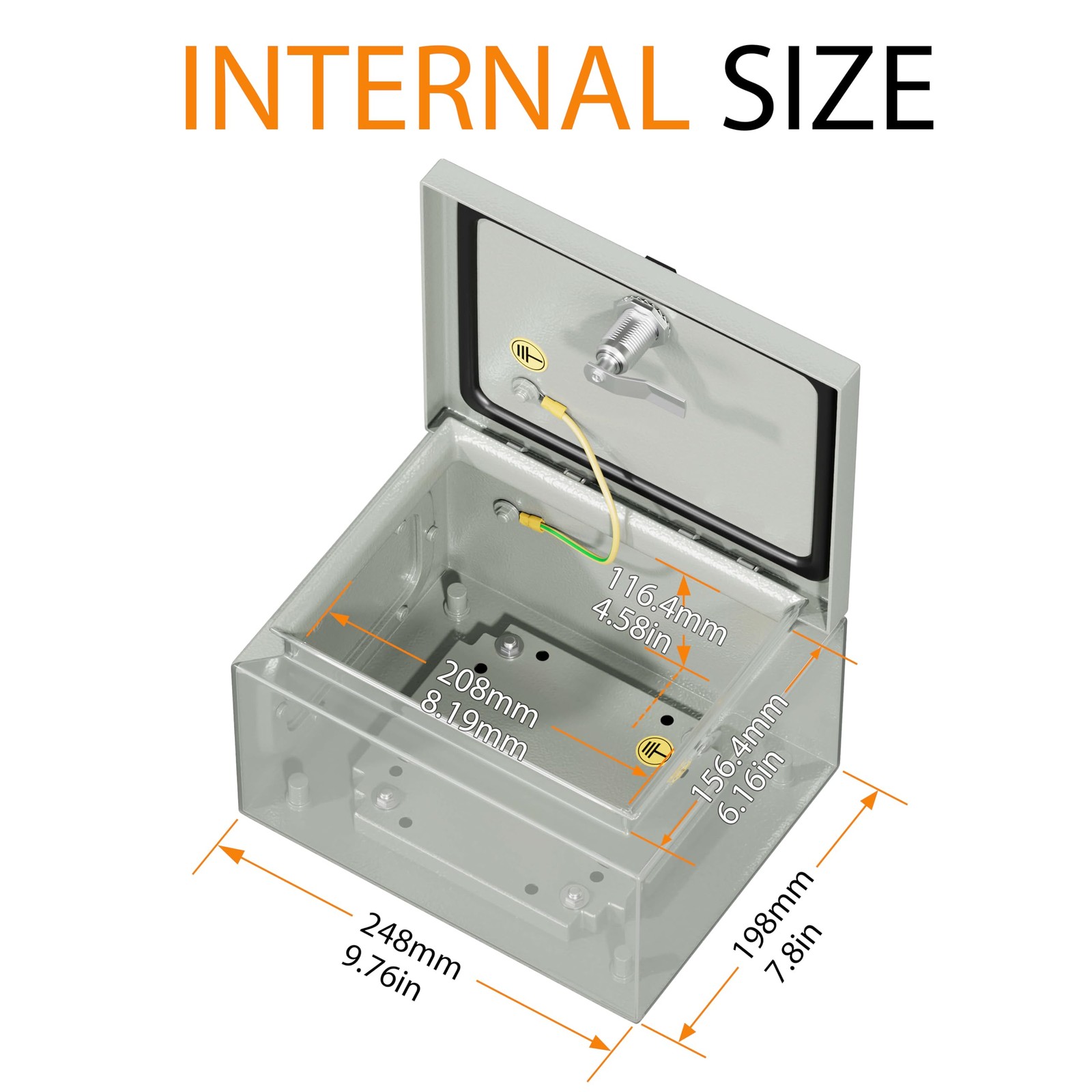 KWONONG Metal Enclosure, IP65 Waterproof Electrical Box for 10″×8″×6″, Grey