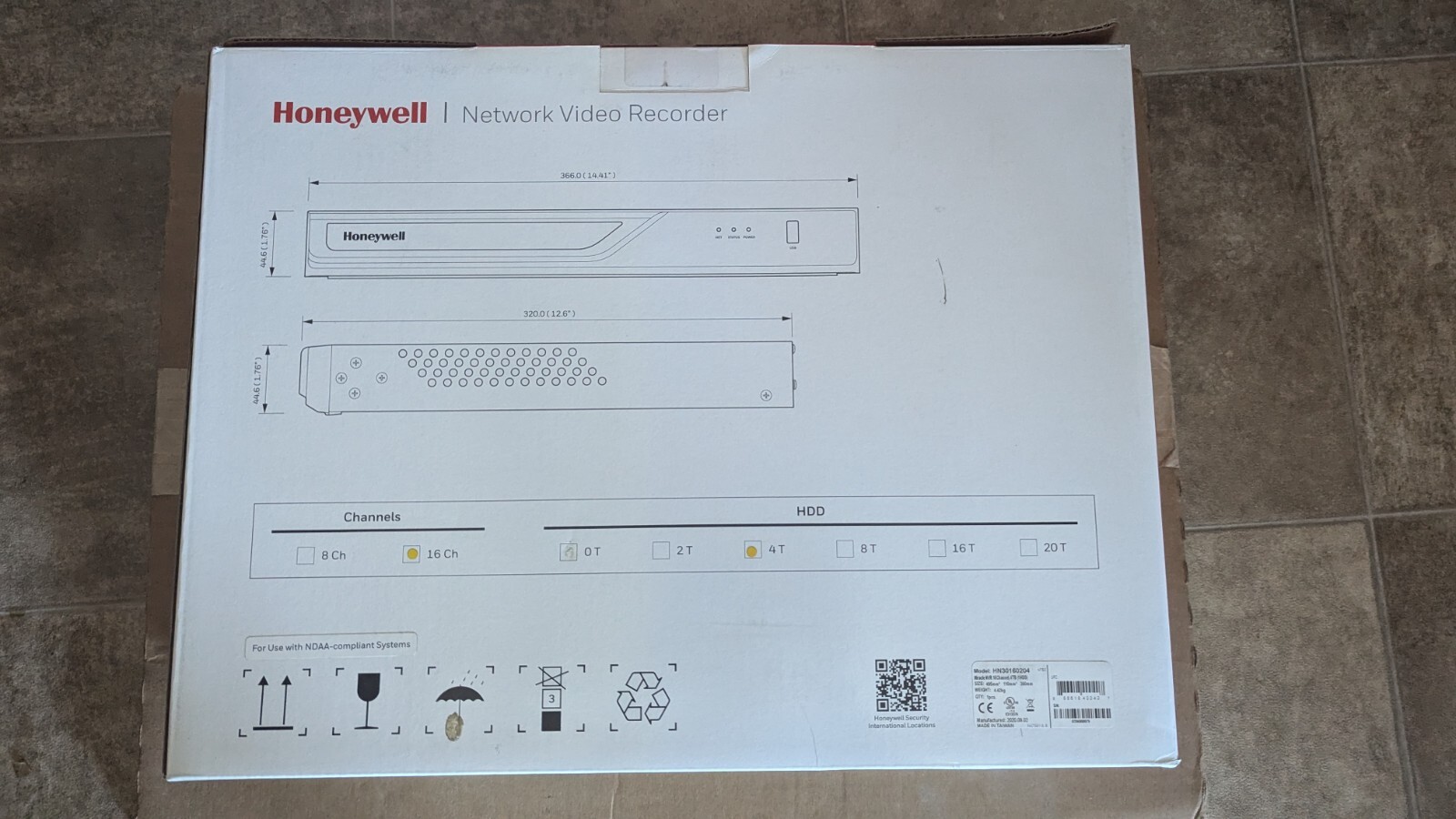 Honeywell HN30160204 30 Series 4K 16-Channel H.265/H.264 PoE NVR, 4TB HDD