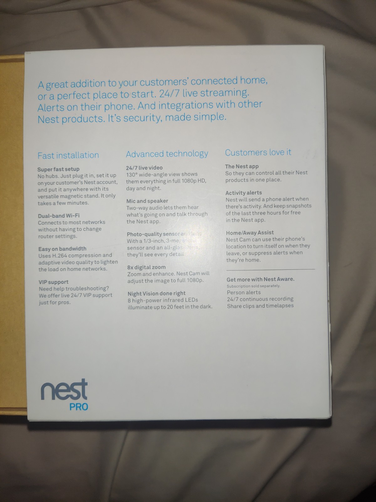 Google Nest Pro Indoor Security Camera (NC1103US) (A0005) Black