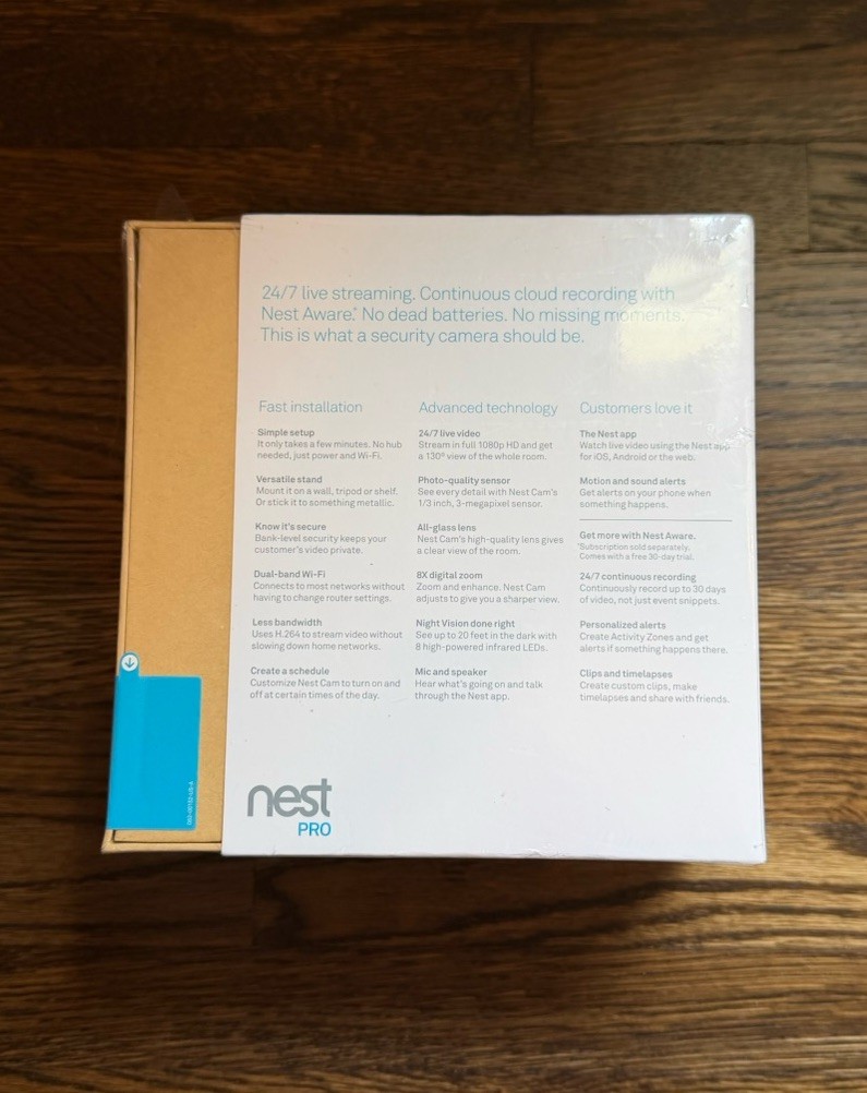 Google Nest Pro Indoor Security Camera (NC1103US)(A0005) Black – Sealed