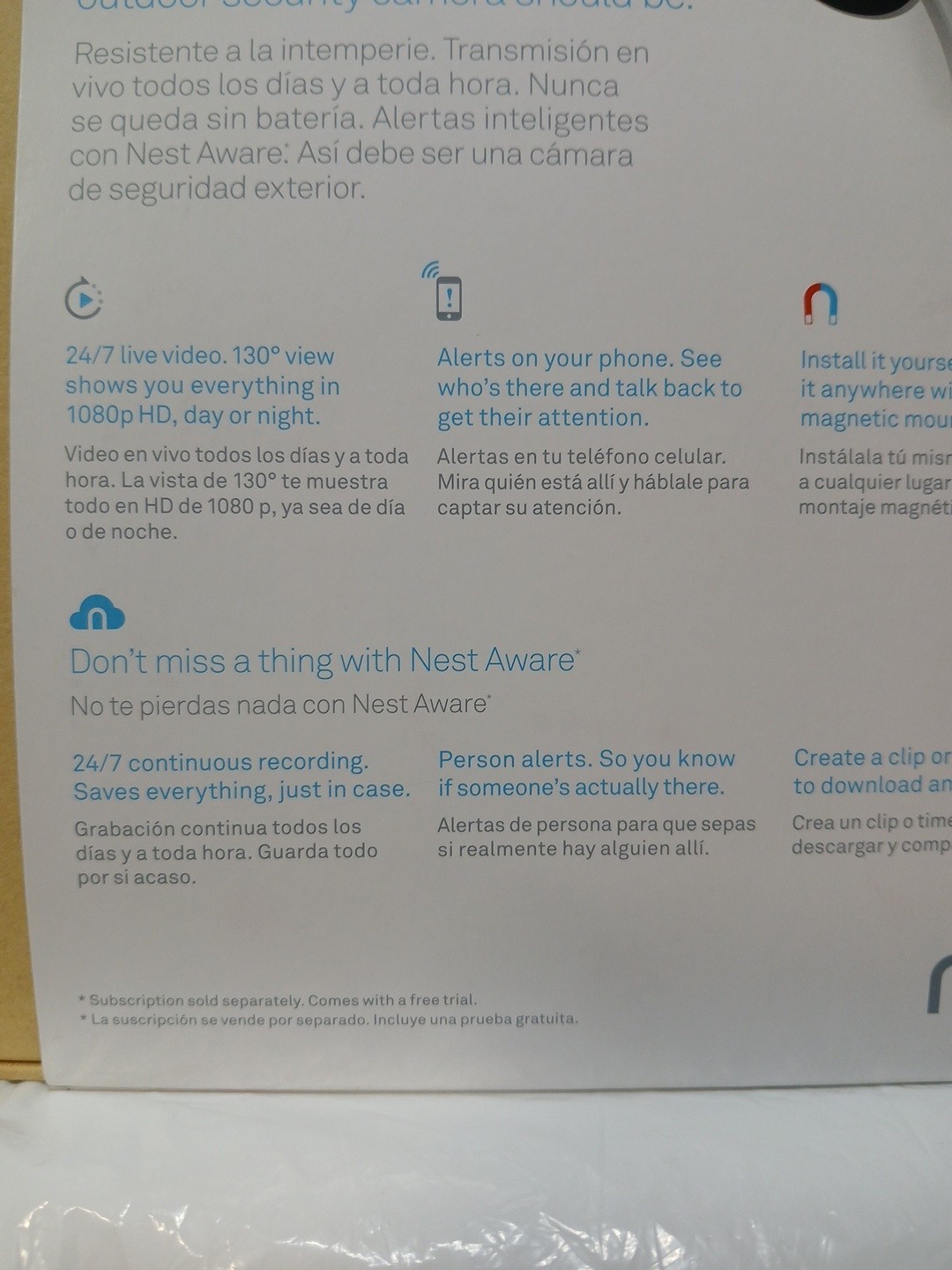 NEST Cam Outdoor Security Camera Model NC2100ES (Not Google Cam)