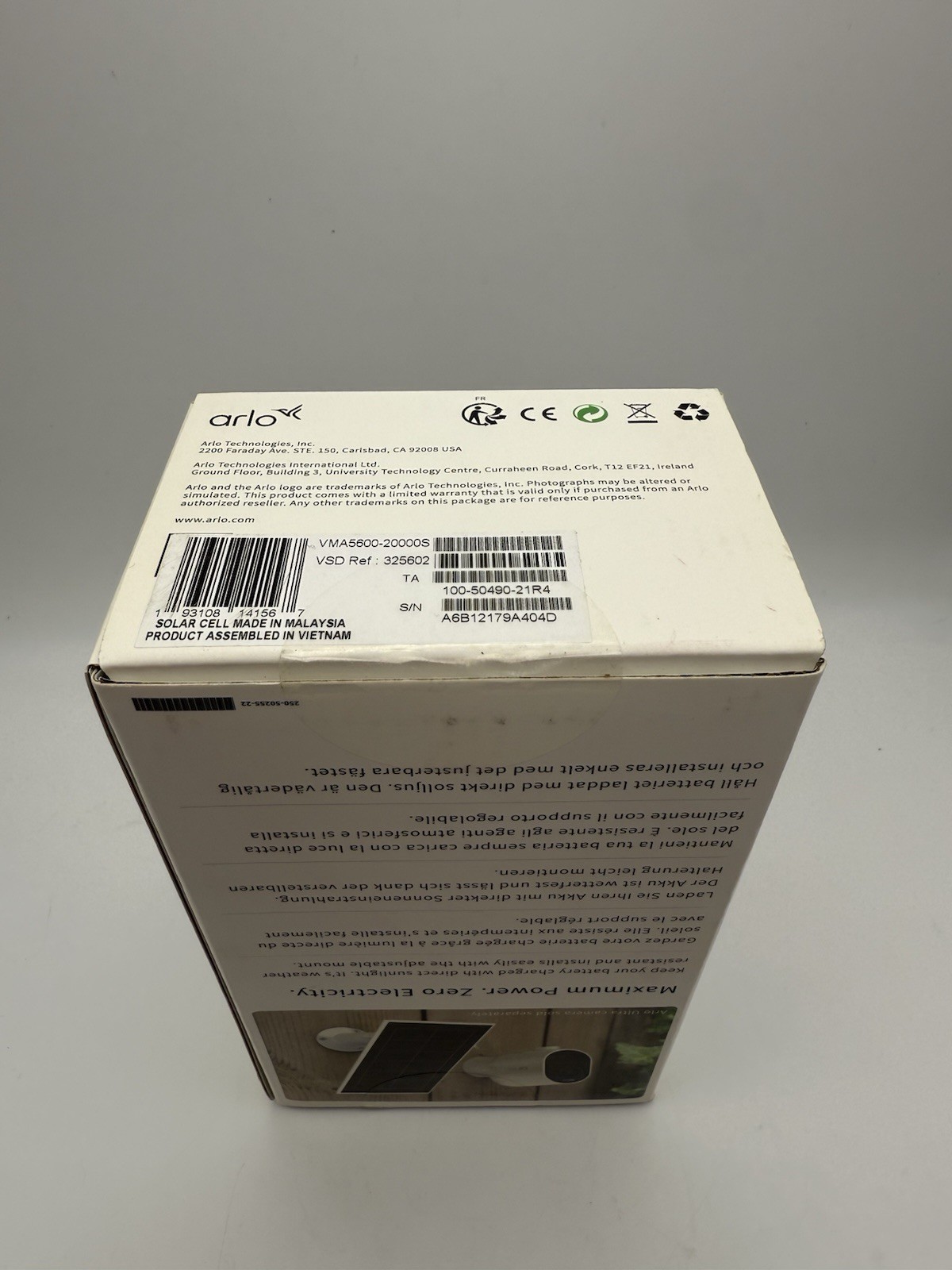 Arlo VMA5600 Solar Panel Charger Ultra, Ultra 2, Pro 3, Pro 4, Pro 3 Floodlight