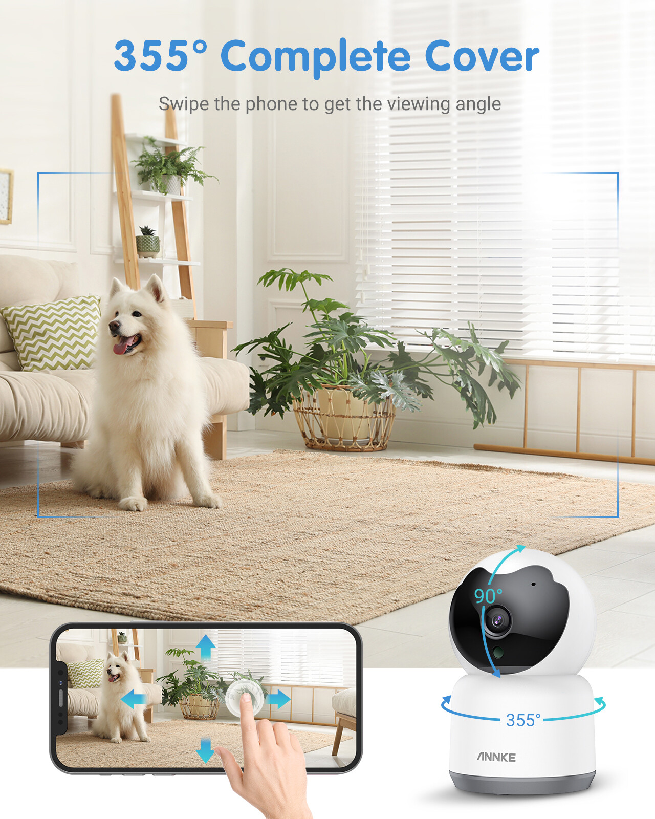 ANNKE 1080P WiFi IP Security Camera Pan/Tilt Two Way Audio Home Baby Pet Monitor