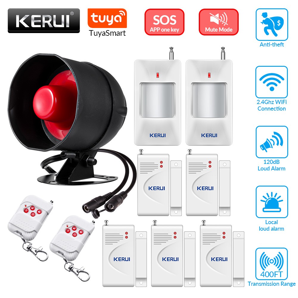 KERUI 110db Loud Alarm System Wifi TUYA APP Control Home Security Alarm System