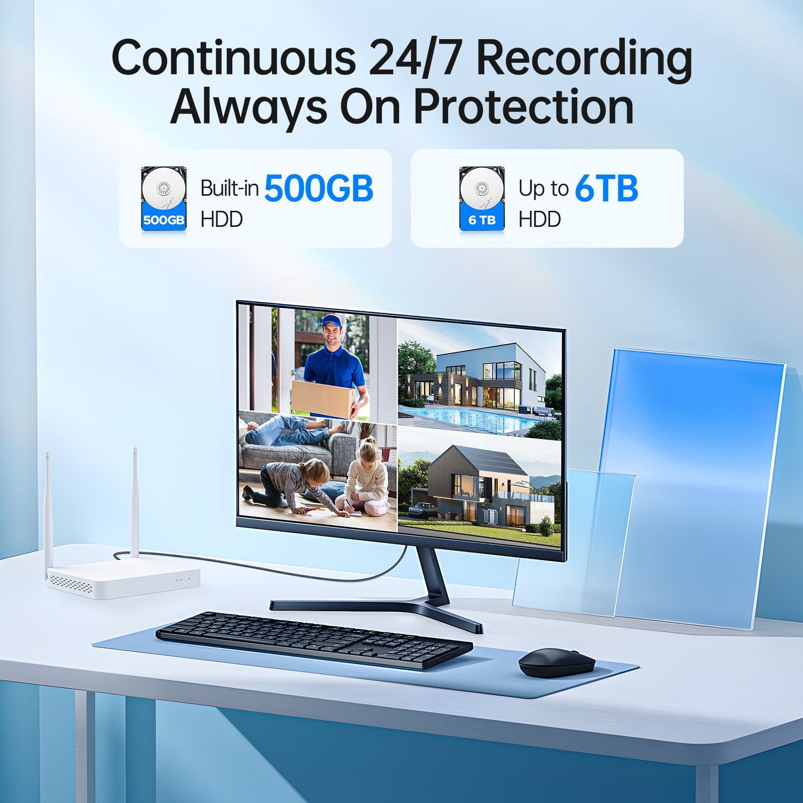 2MP Wireless Security Camera System Outdoor 360° PT 10CH H.265 CCTV Wifi NVR Kit