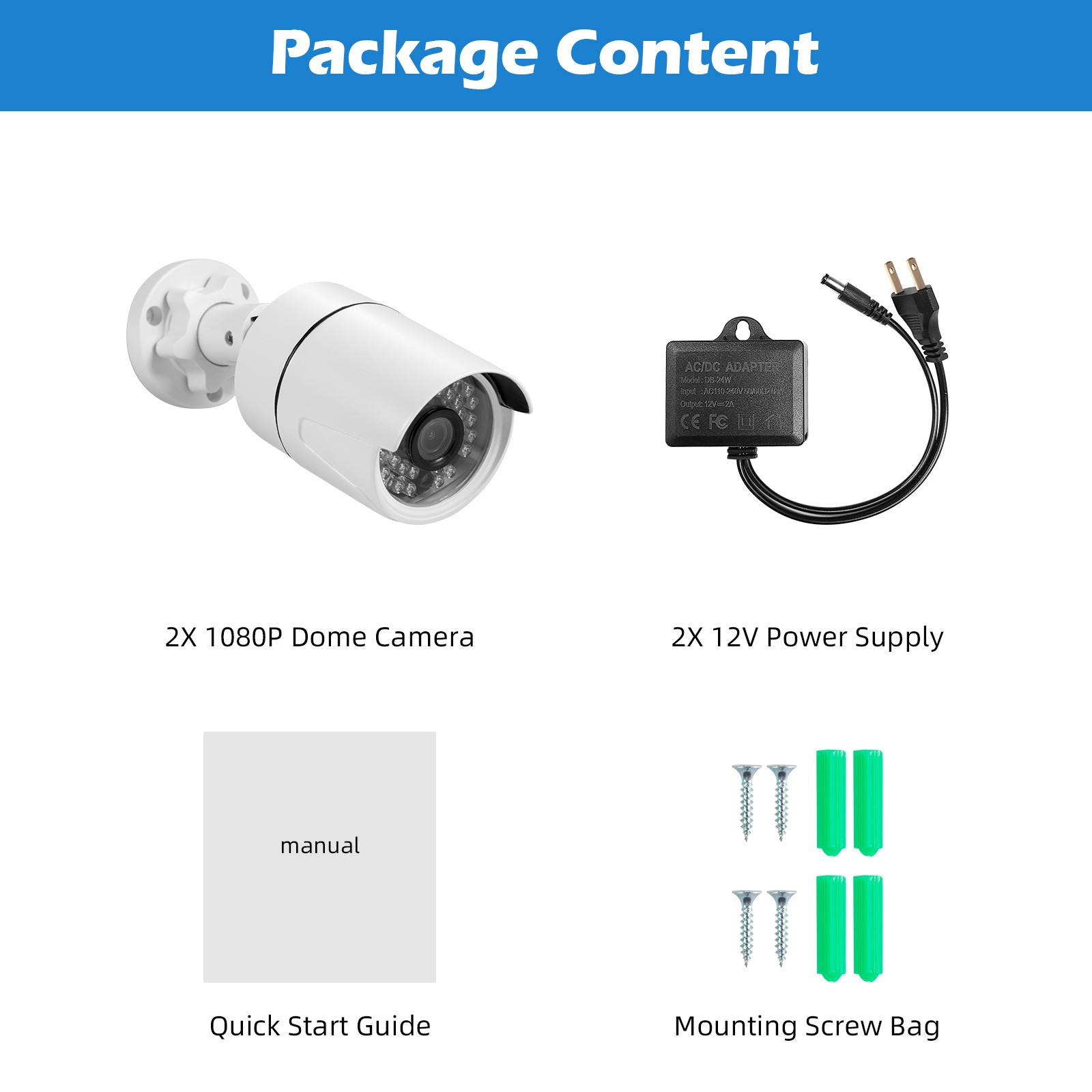 2PCS IP66 Outdoor Camera 5MP Ultra Clear Infrared Night Vision Video Recording