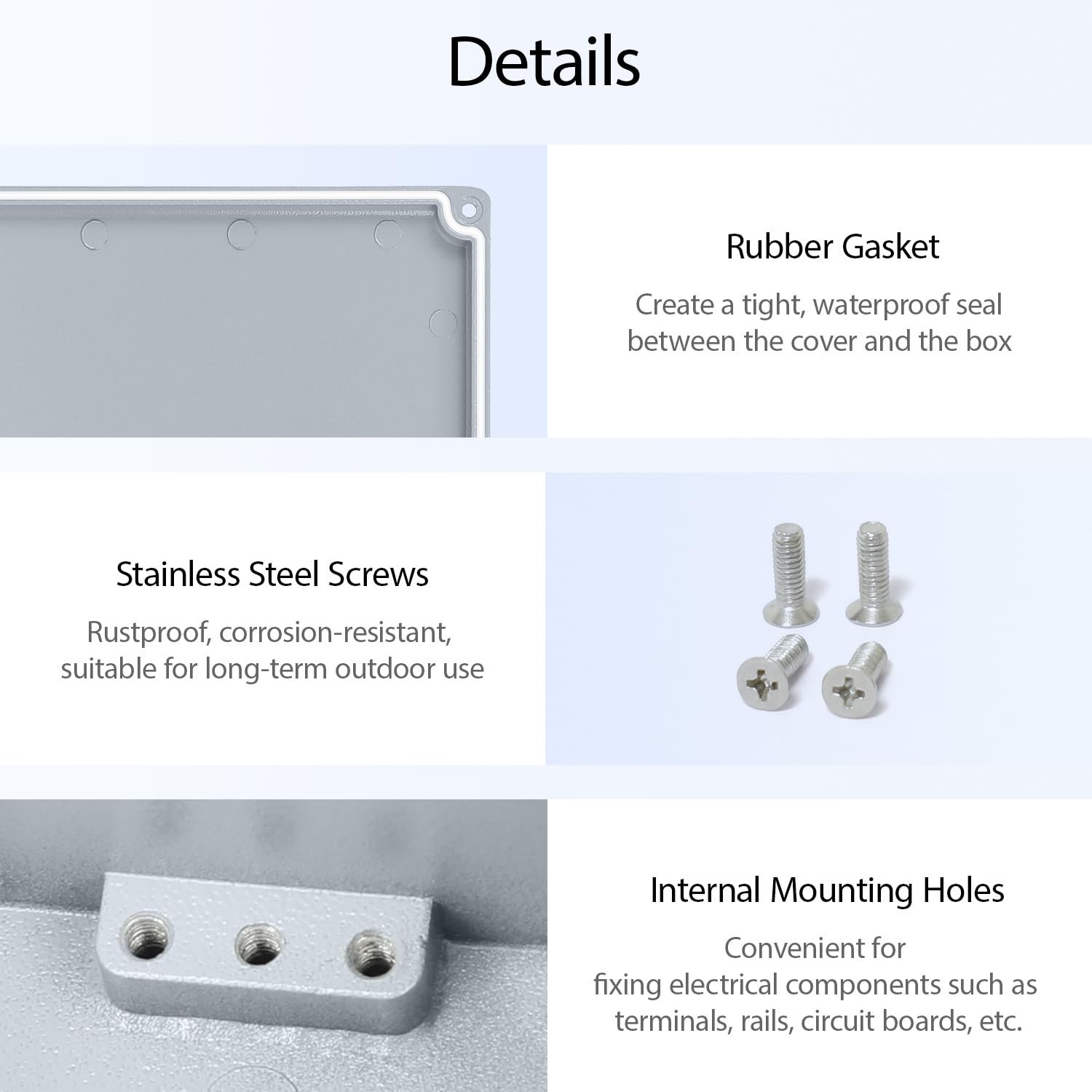 LeMotech Aluminum Alloy Metal Junction Box IP67 2.5″x2.2″x1.3″, grey