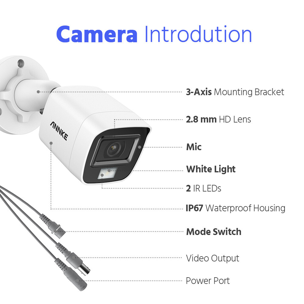 ANNKE 4K 8CH DVR 5MP Color Security Camera System Audio Outdoor Human Detection
