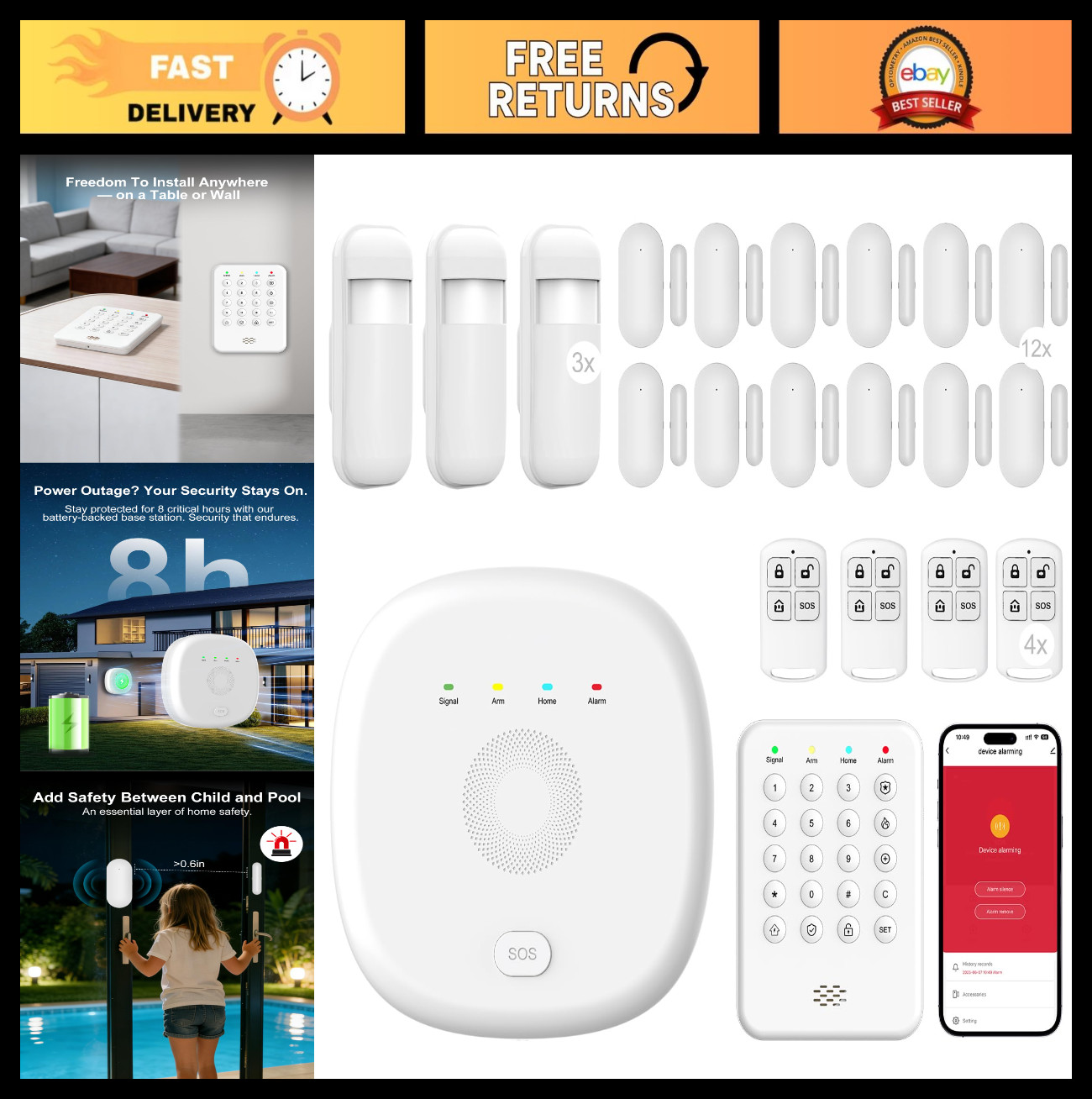 Wireless Home Security Alarm System – Expandable, Keypad, Sensors, Motion Detect