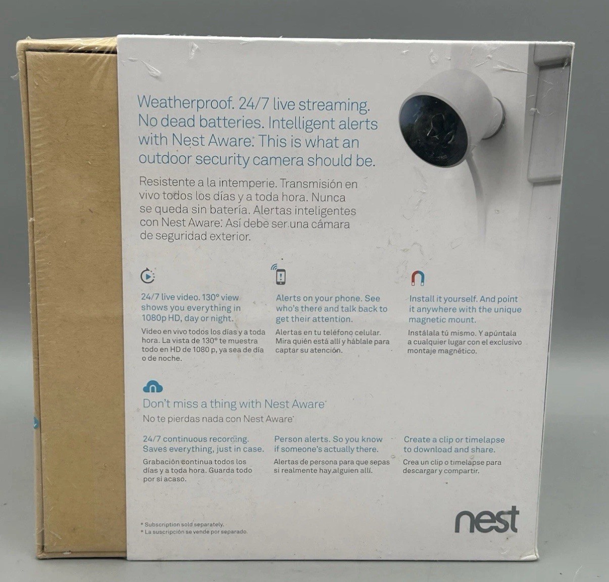 NEST Cam Outdoor Security Camera Model NC2100ES – Sealed