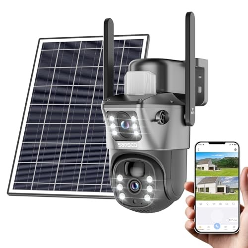 4MP Wireless Solar Security Cameras, WiFi Cameras Outdoor for Home Gray