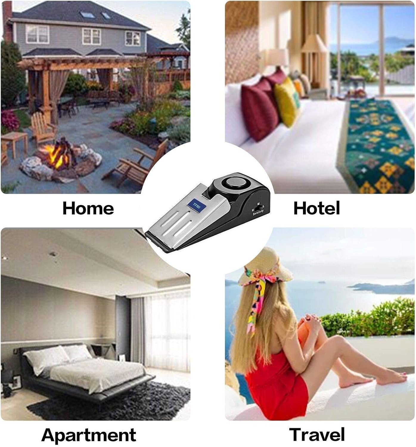 Portable Door Stop Alarm with 120dB Siren for Home Security & Travel Safety