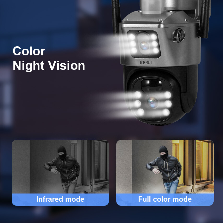 4MP Dual Lens Wireless Solar Security Camera 2 Pack Outdoor Surveillance 64GB SD