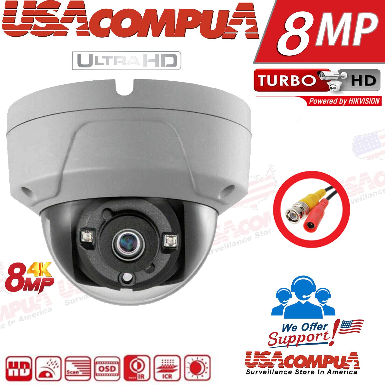 SuperLivePlus 4K Security Camera System 8 Megapixel 8 Vandal Proof W/ Hard Disk