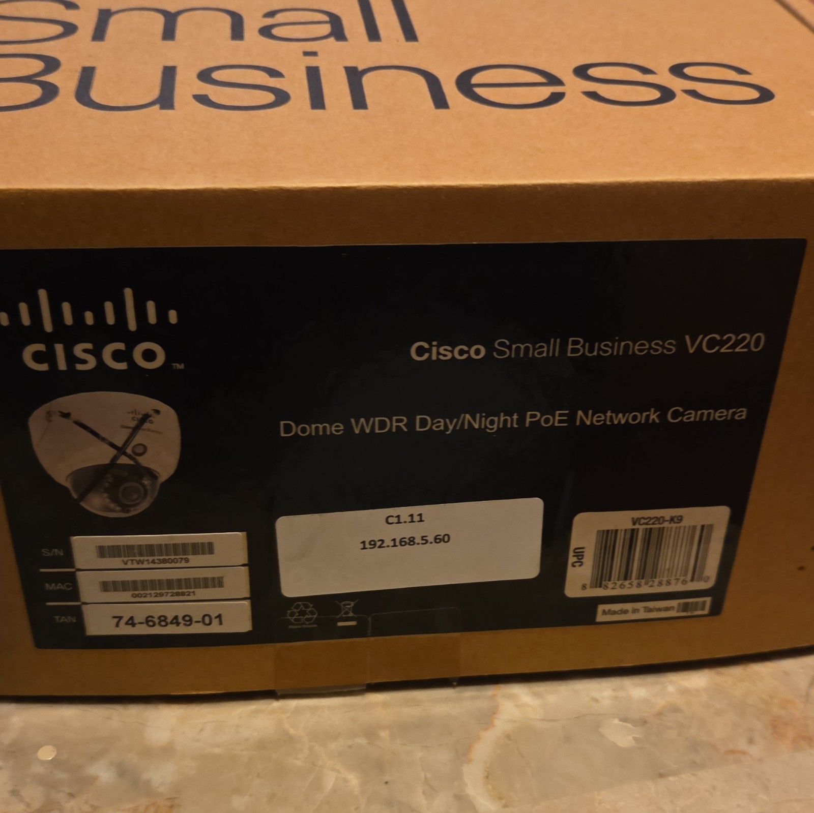 Cisco Small Business VC220 Dome IP Network Camera PoE 1080p WDR Day/Night