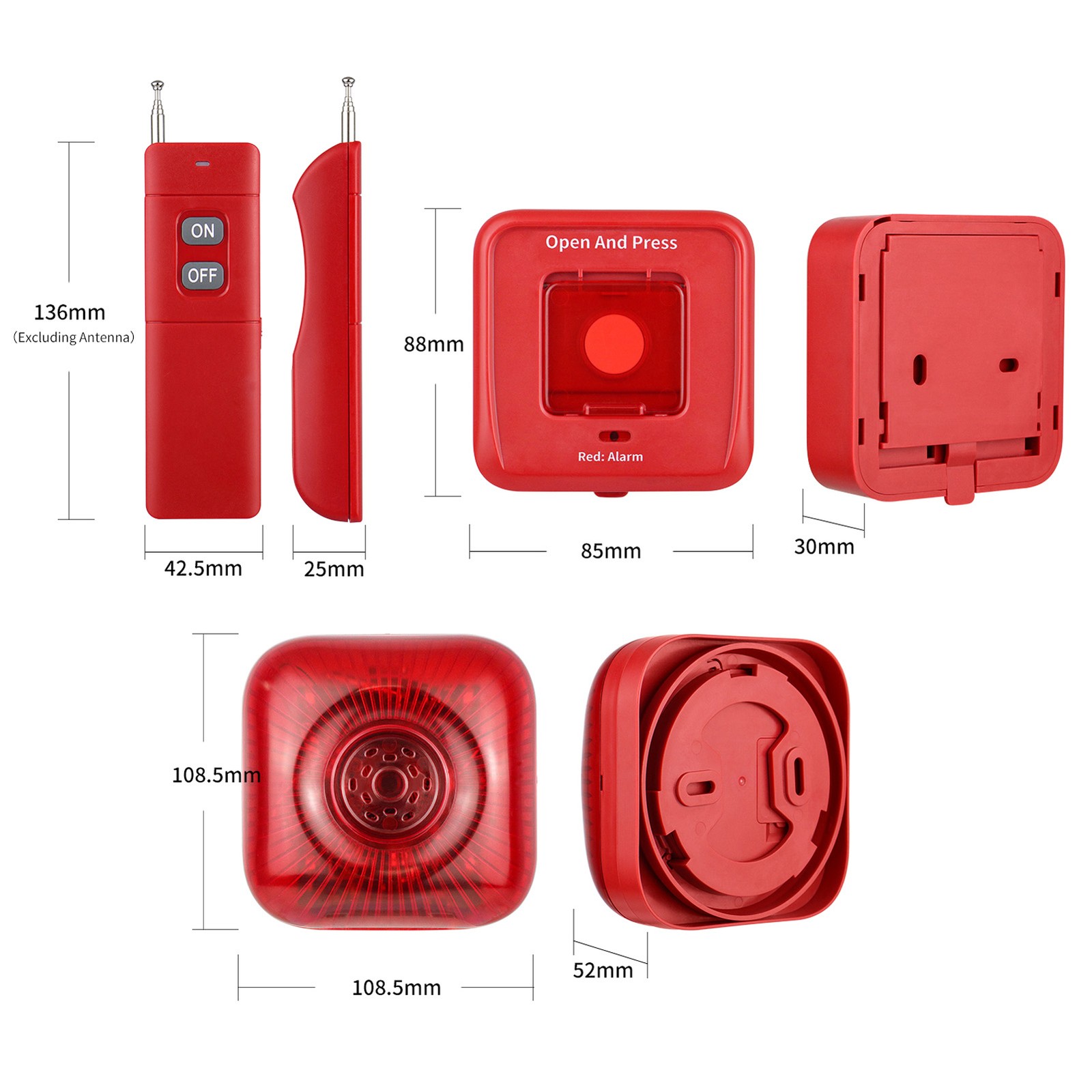 2-4 Pack Wireless Sound And Light Alarm For Home Security XXEF