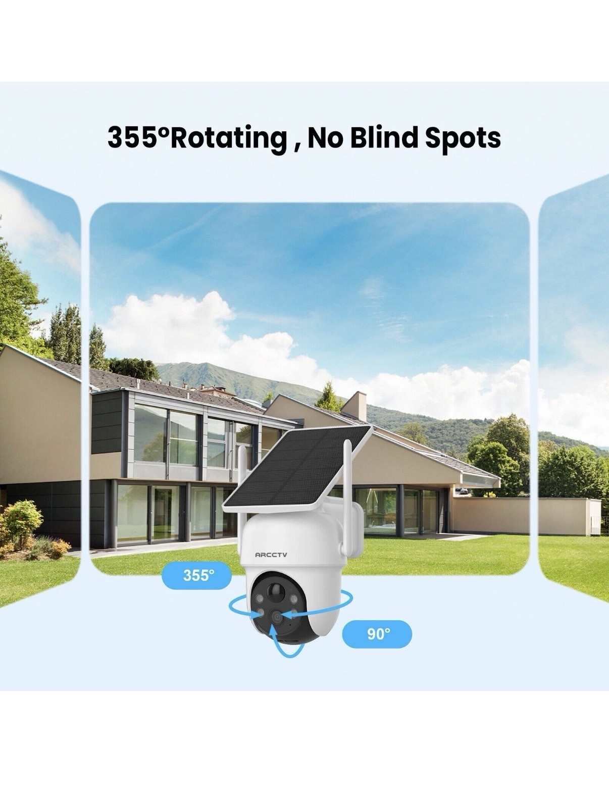 ARCCTV 4-Camera Solar Security System Wireless Wi-Fi Outdoor CCTV Kit