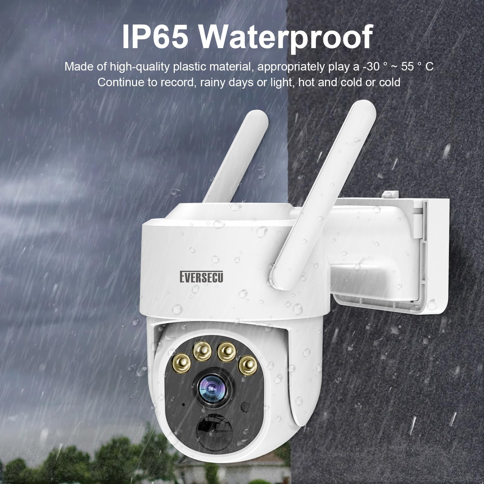 EVERSECU 2K Outdoor-Solar Security Camera Wireless with PTZ Full, 3MP Solar