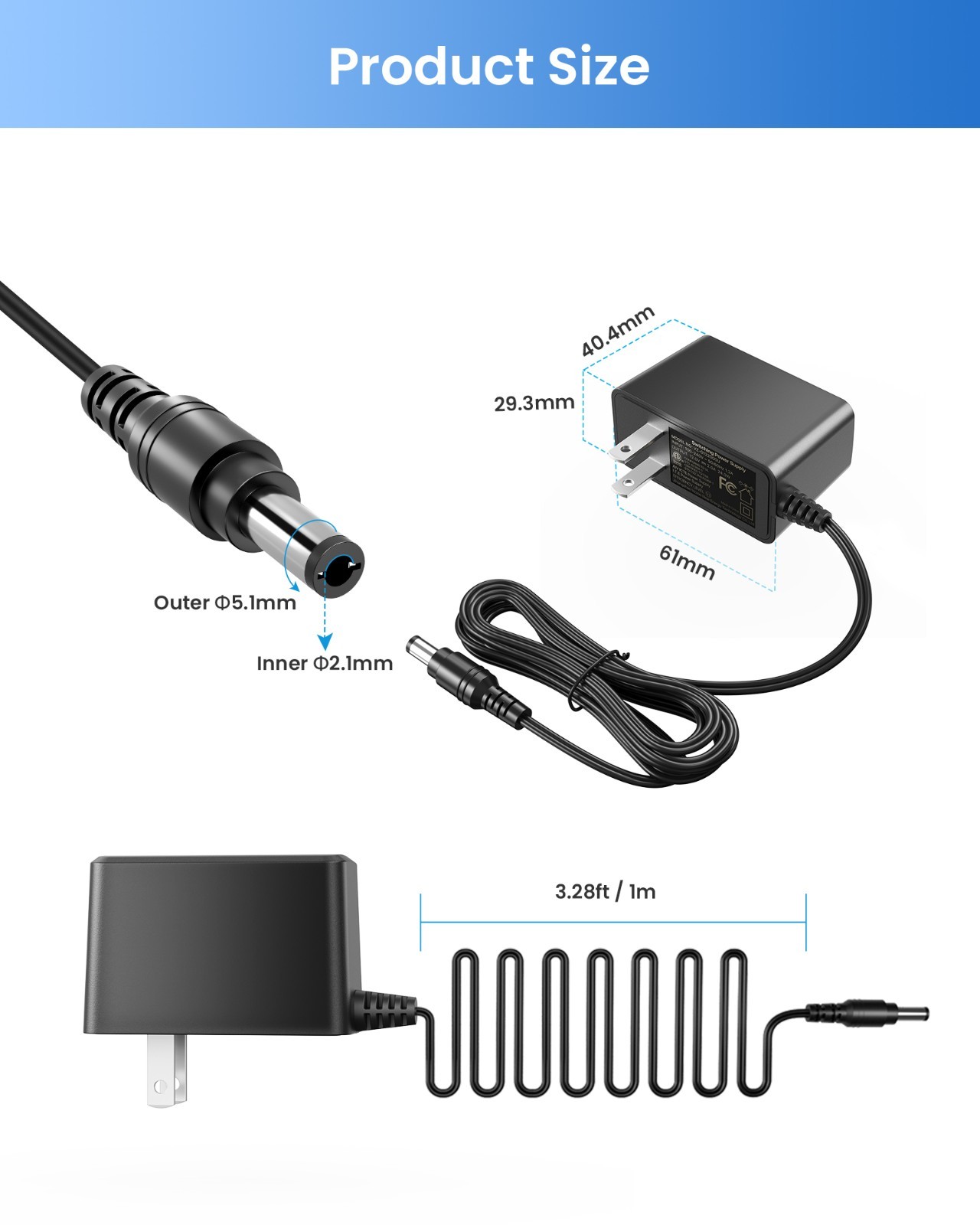 ZOSI DC 12V 2A 2000mA US CCTV Power Supply Adapter for Home Security Cam System