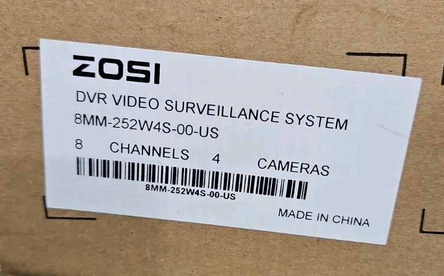 Zosi 8MM-252W4S-00-US DVR Video Surveillance System with 4 Cameras & H.265+ DVR