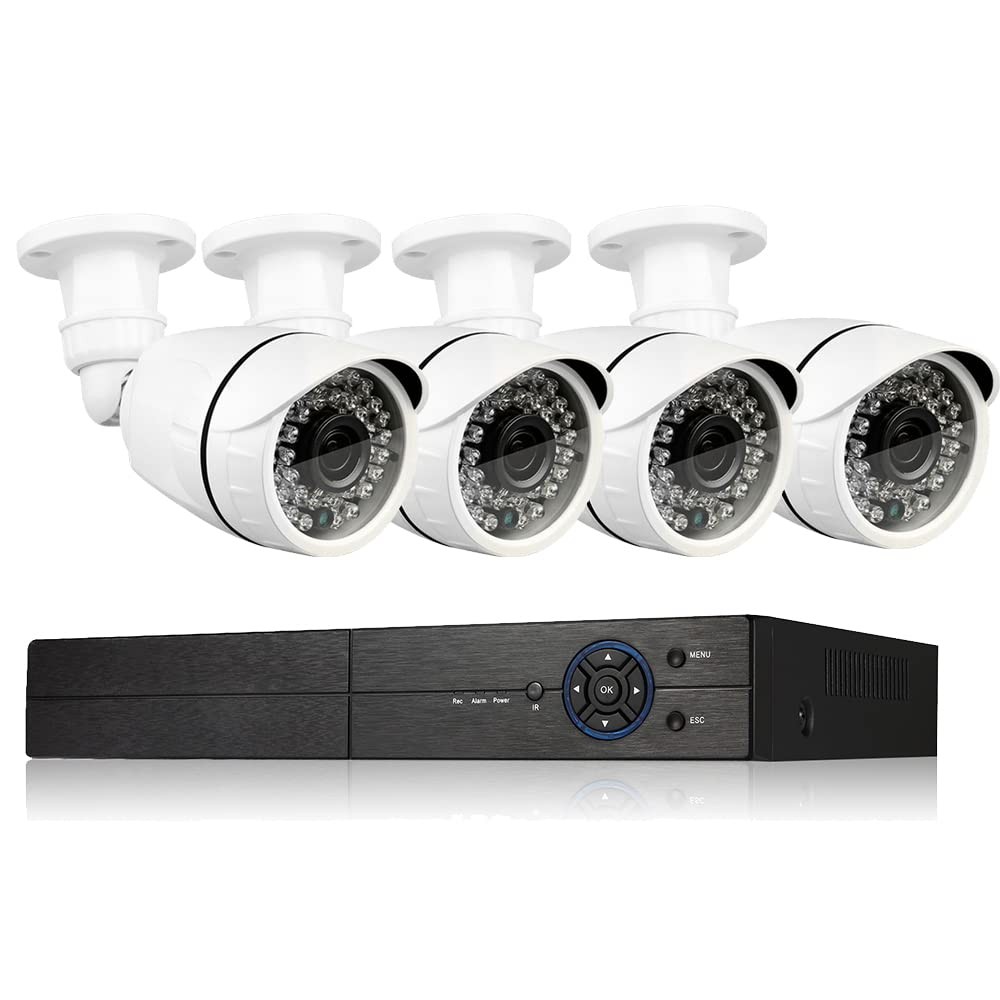 4Ch Home Security Camera System, 1080P DVR & 4pcs HD Weatherproof Cameras, Ni…