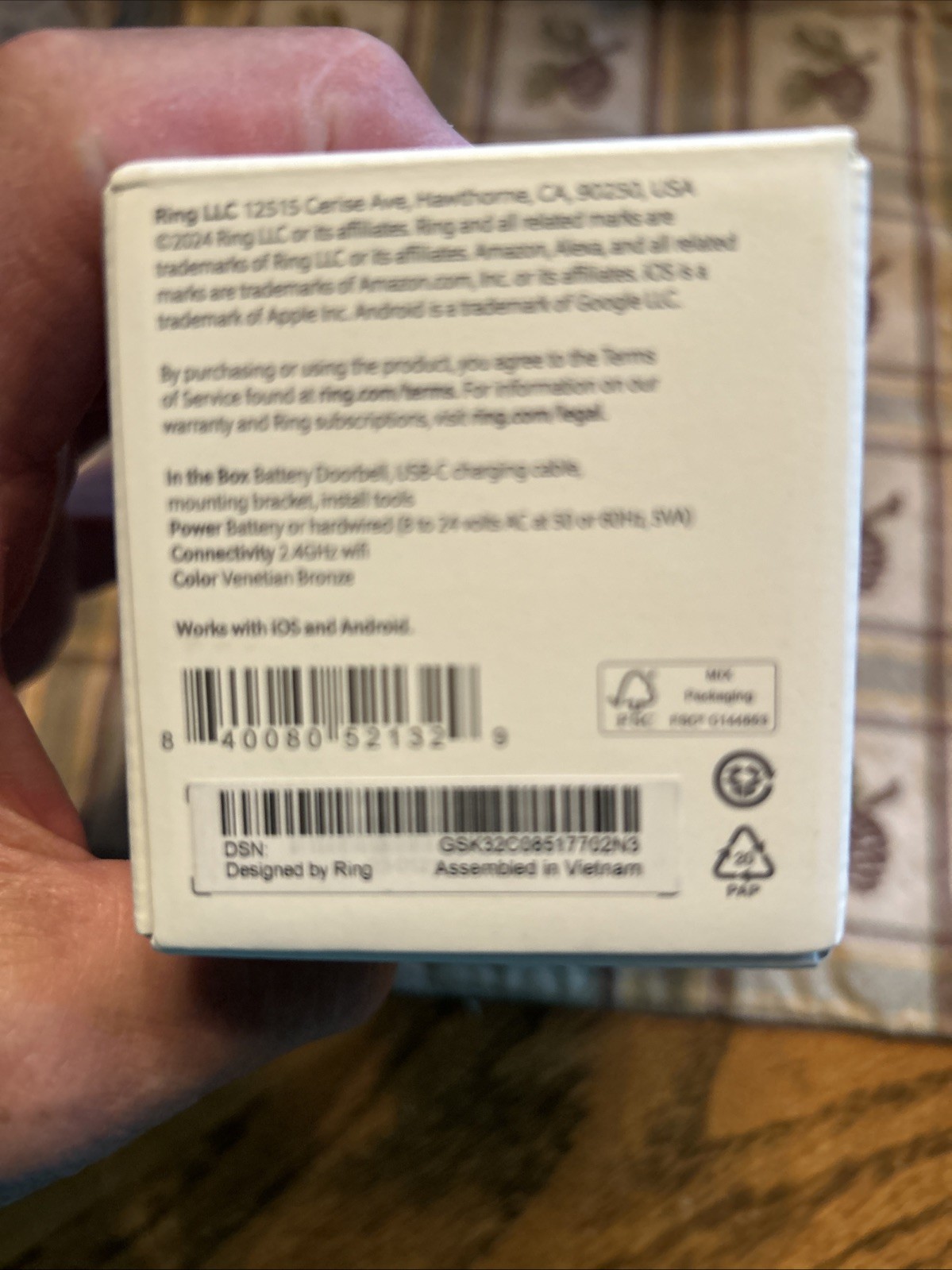 Ring Battery Doorbell Security Camera And Plug In Chime/Factory Sealed/ New ?