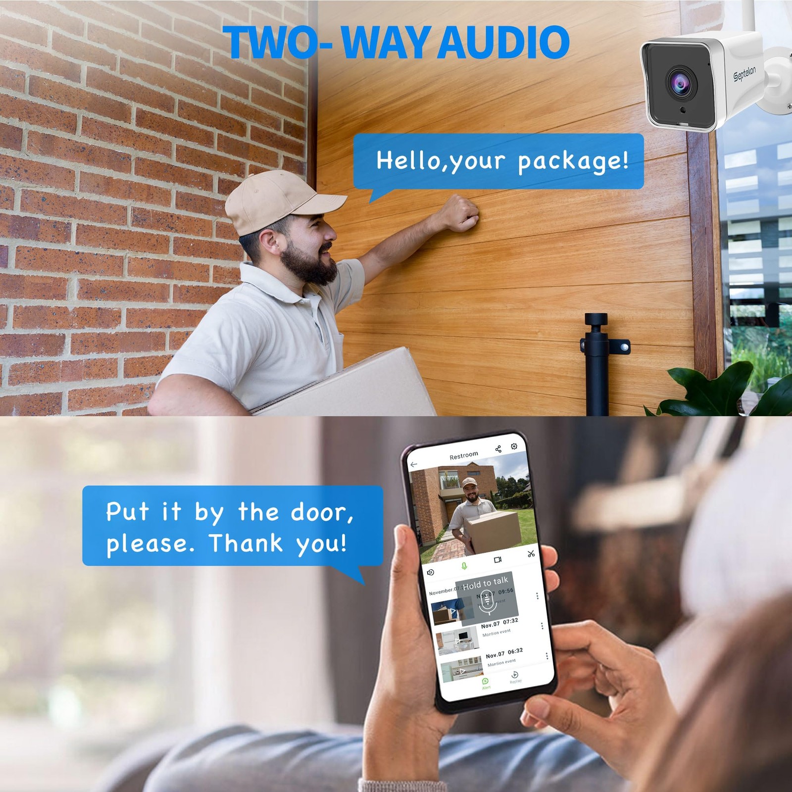Septekon 4 Pack Outdoor Security Camera 2K，WiFi Cameras for 4 Pack, White