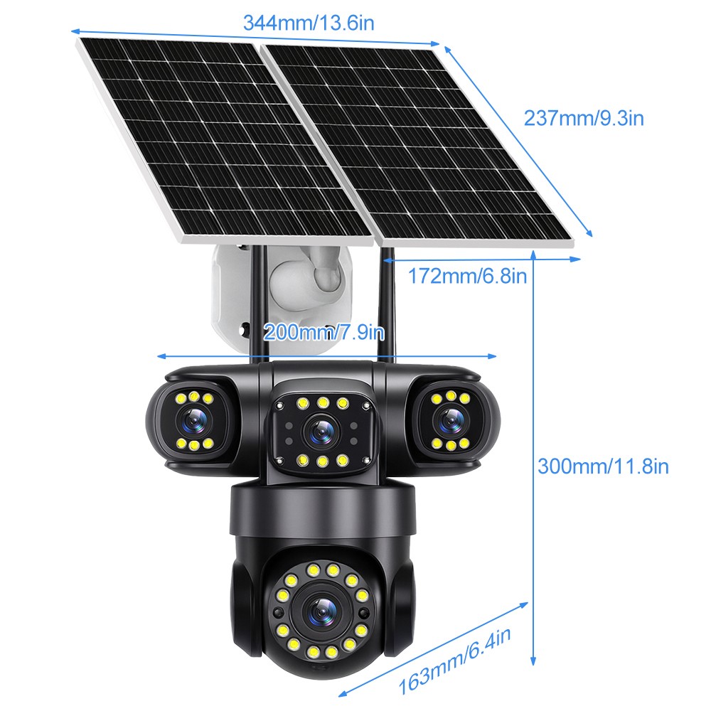 4G SIM 16MP 4Len Camara De Seguridad Solar Inalambricas Exterior Vision Nocturna