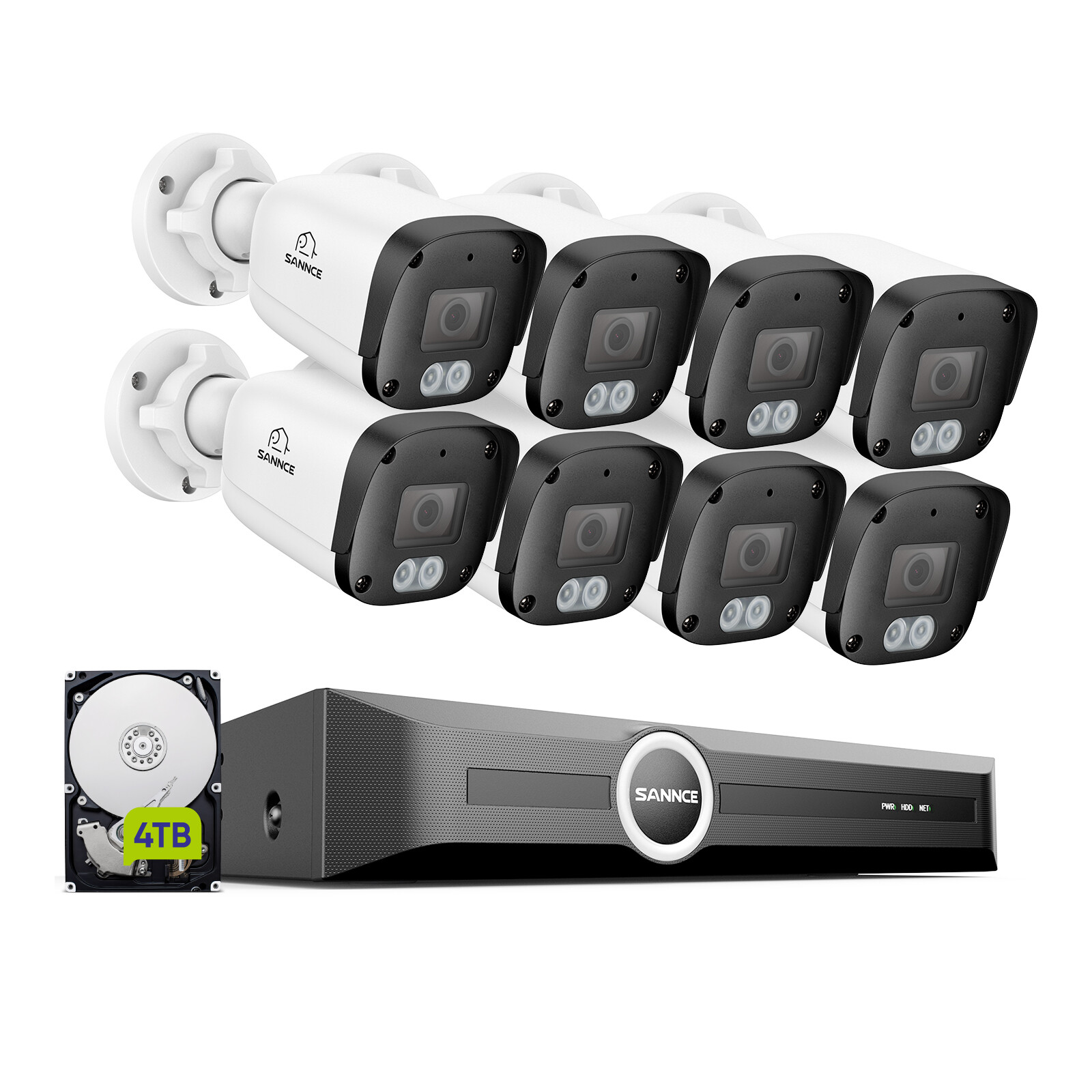 SANNCE 8CH NVR 3MP 5MP POE AI Security IP Camera System Outdoor Audio Recording