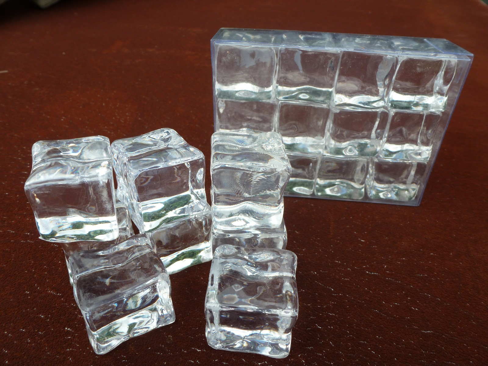 Home Security Fake Faux Acrylic Ice Cubes Crystal Clear 12 Pack 3/4 Inch Square