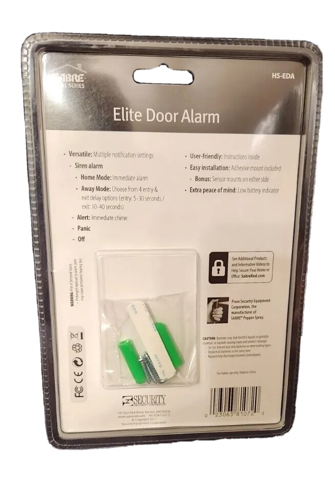 SABRE Elite Entry Door Chime or 120 dB Security Alarm, New