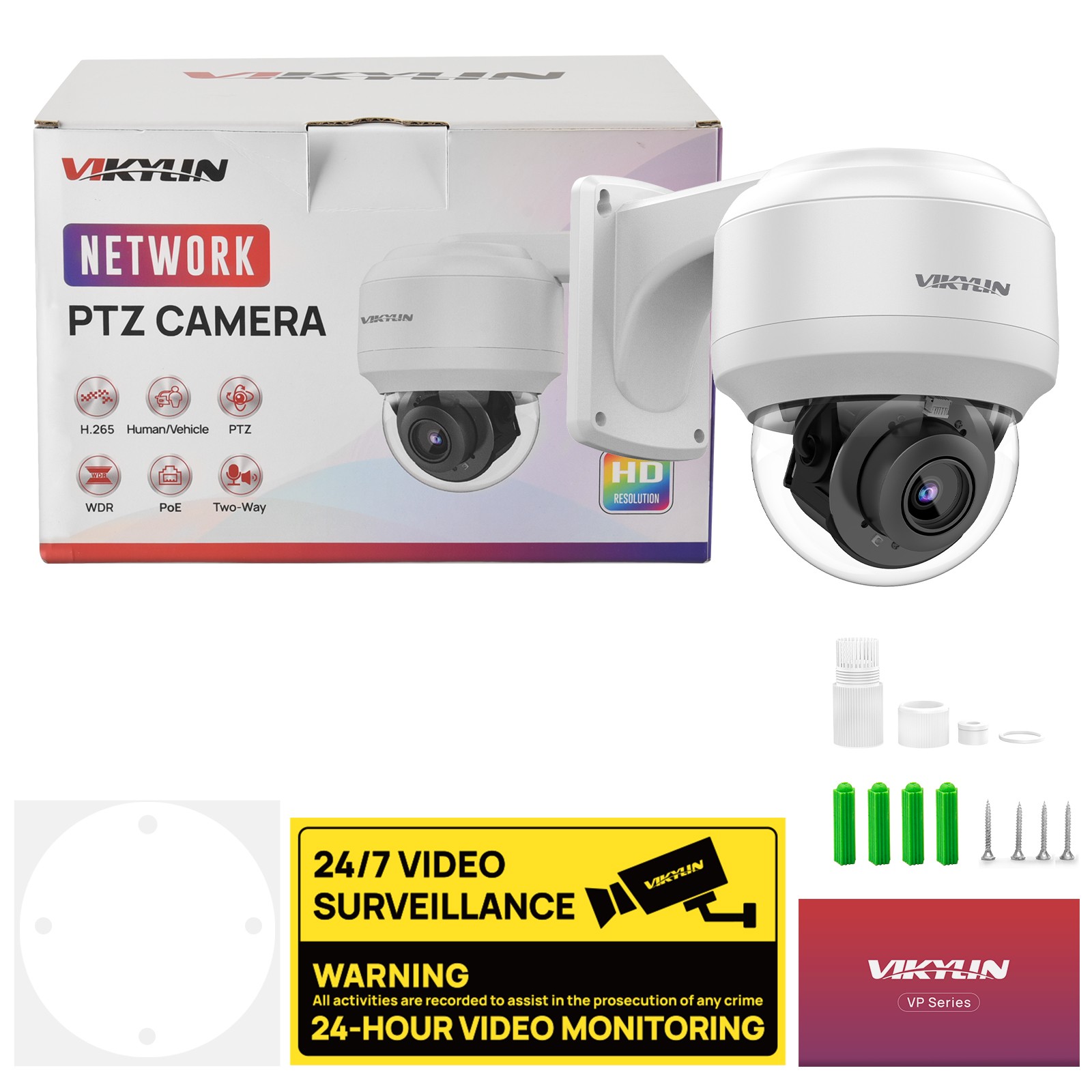 VIKYLIN SmartFind 8POE 16CH NVR CCTV 5XZoom IR Light 8MP Security Camera Kit Lot