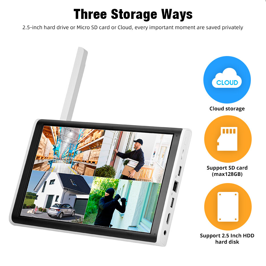 6MP Wireless Home Security Camera System Wifi IP Cameras 10” Monitor NVR 500GB
