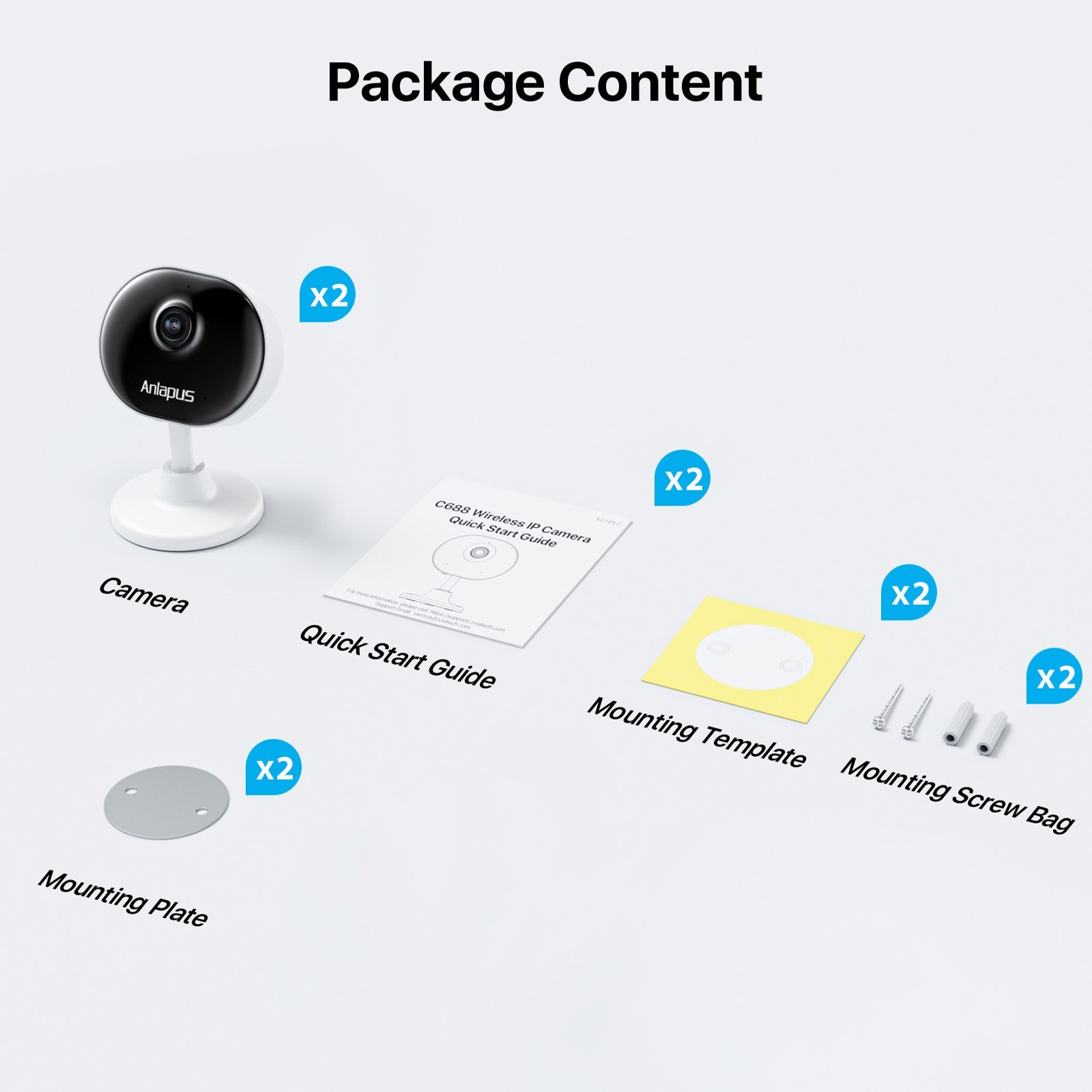 ZOSI 2Pcs Security WiFi Camera Home Baby/Pet Monitor Surveillance Indoor 1080P