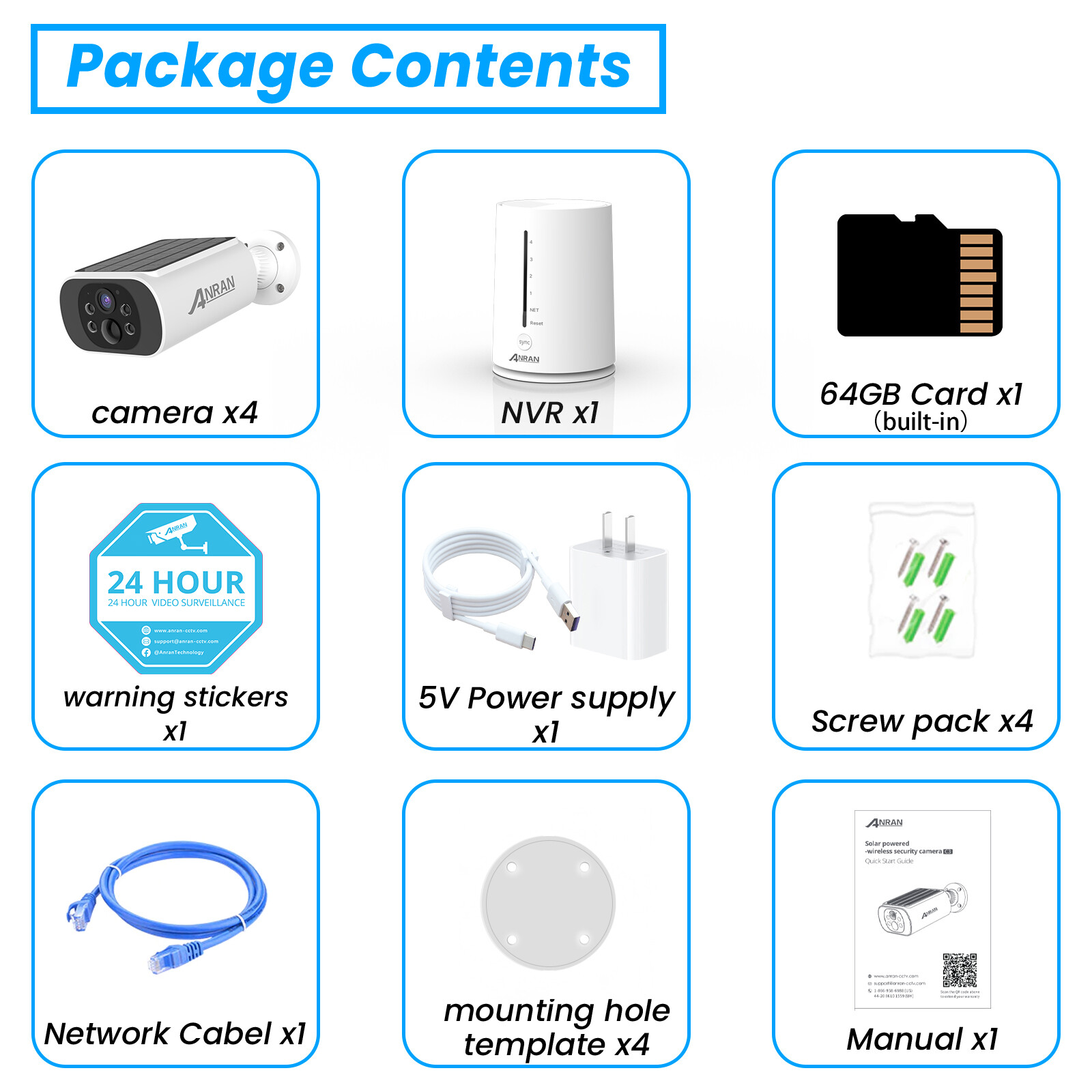 ANRAN Solar Battery Wireless Security Camera System WiFi IP Outdoor Home Audio
