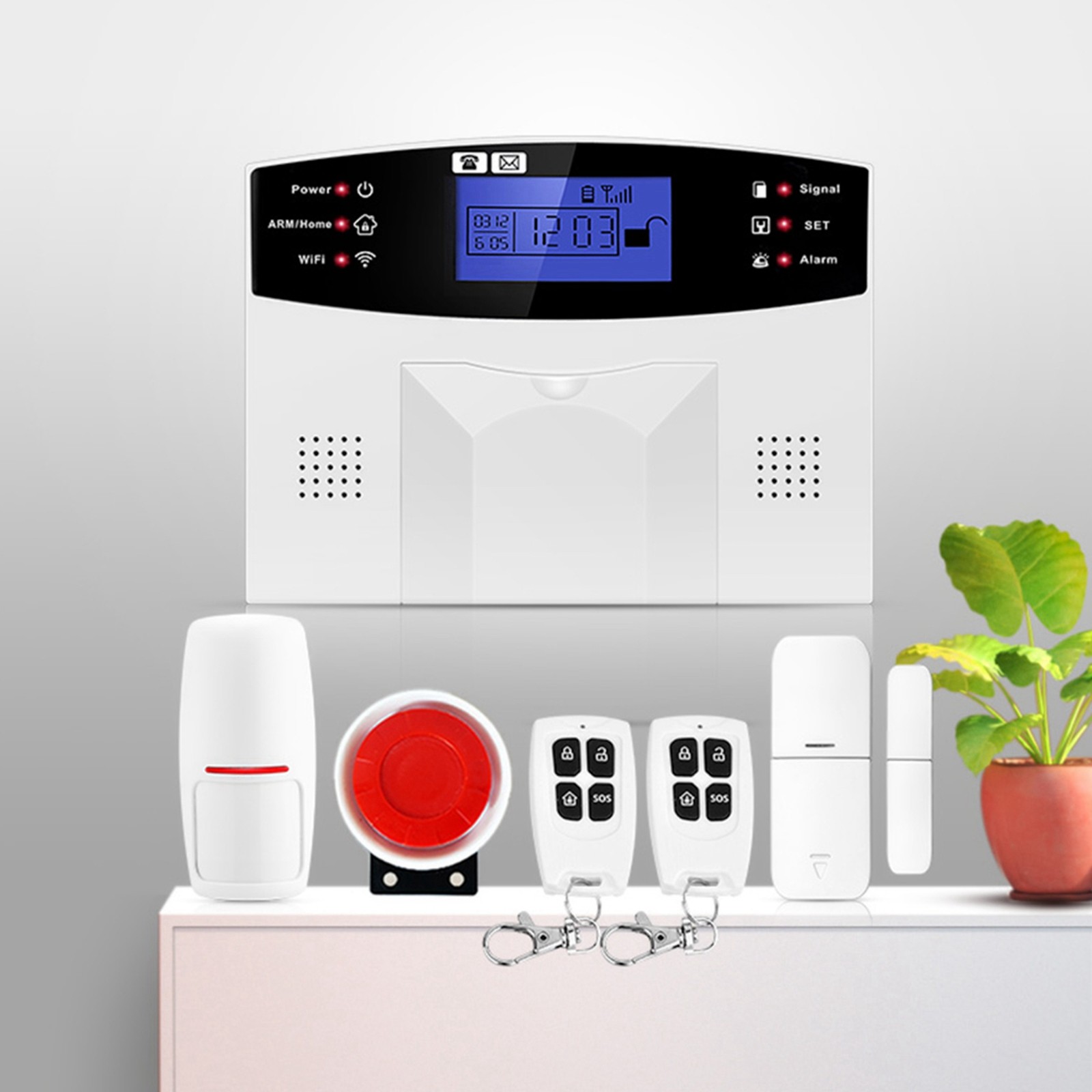 Security Alarm System Kit 8 Wireless Remote Controllers WiFi GSM V1
