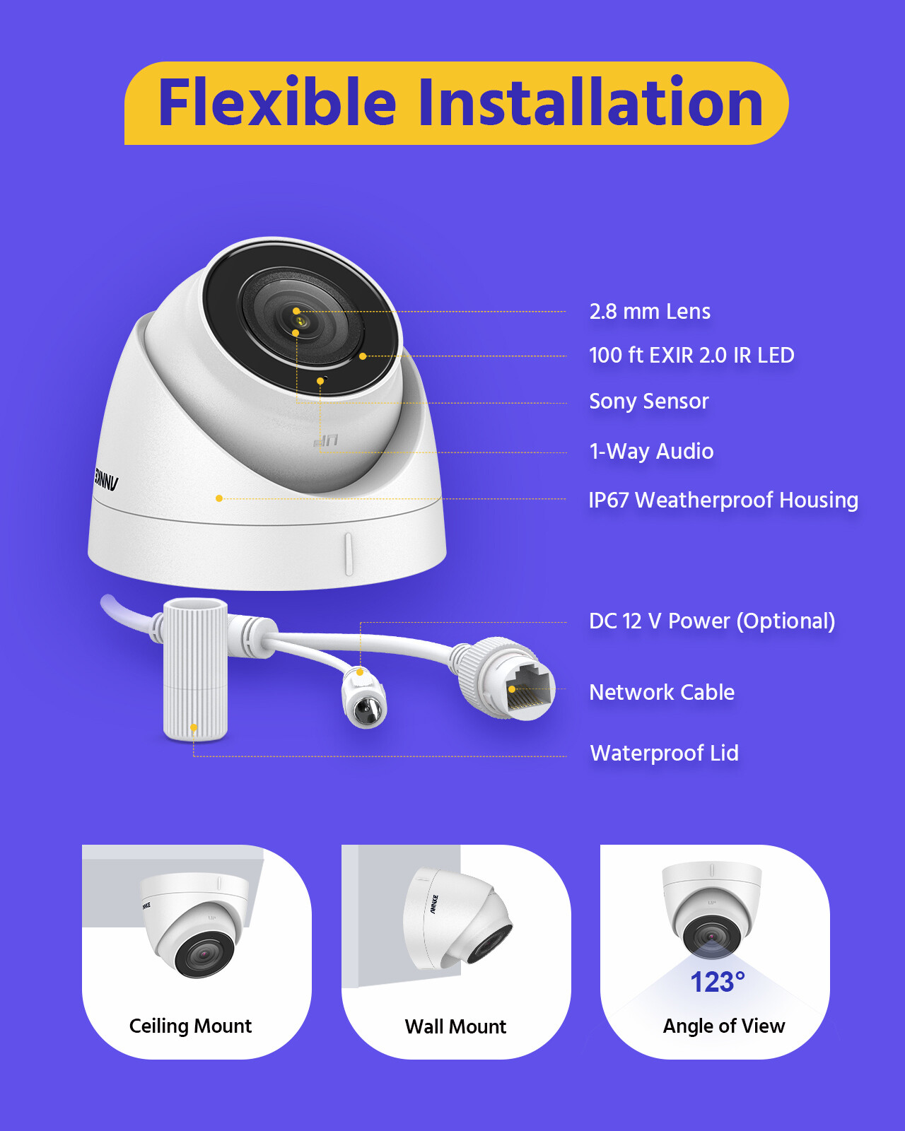 ANNKE 4K POE Security Camera Audio Recording C800 Outdoor Human Detection H.265+