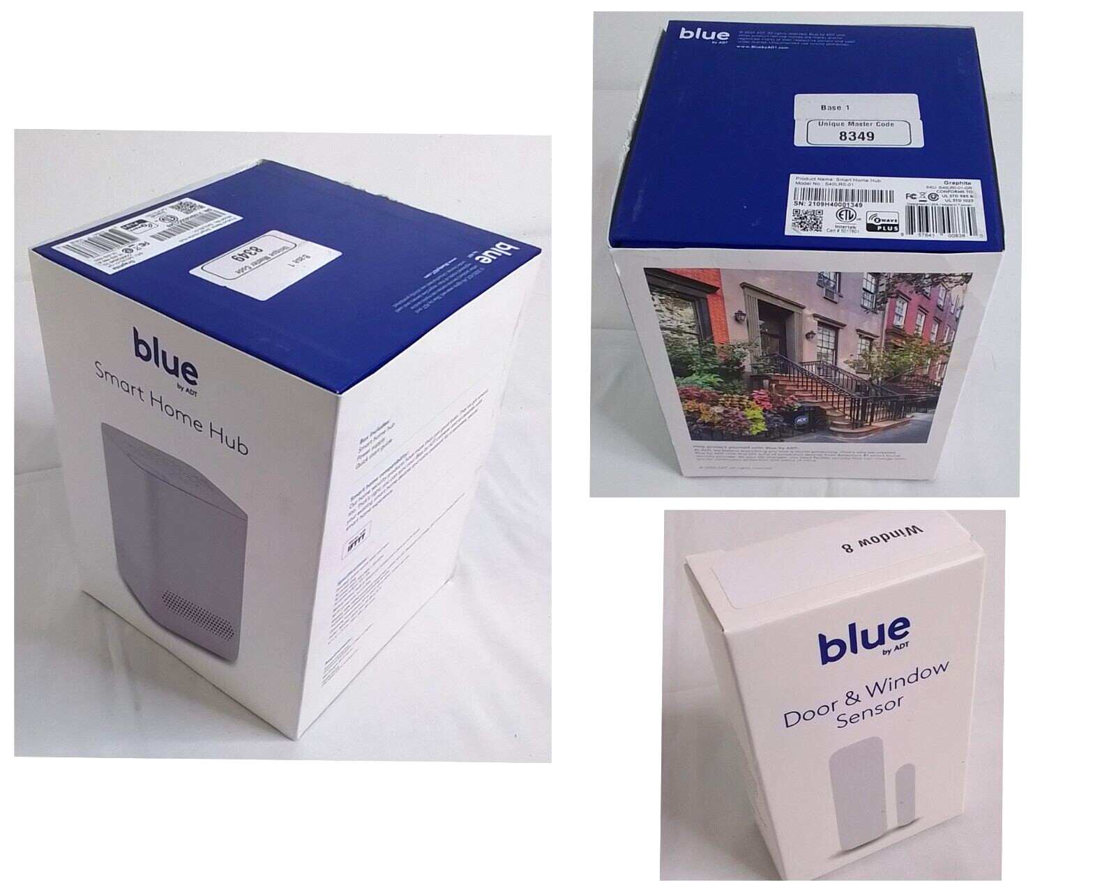 Blue ADT Smart Home Hub and Door/Window Sensors w/Sync Module 2 #W3093