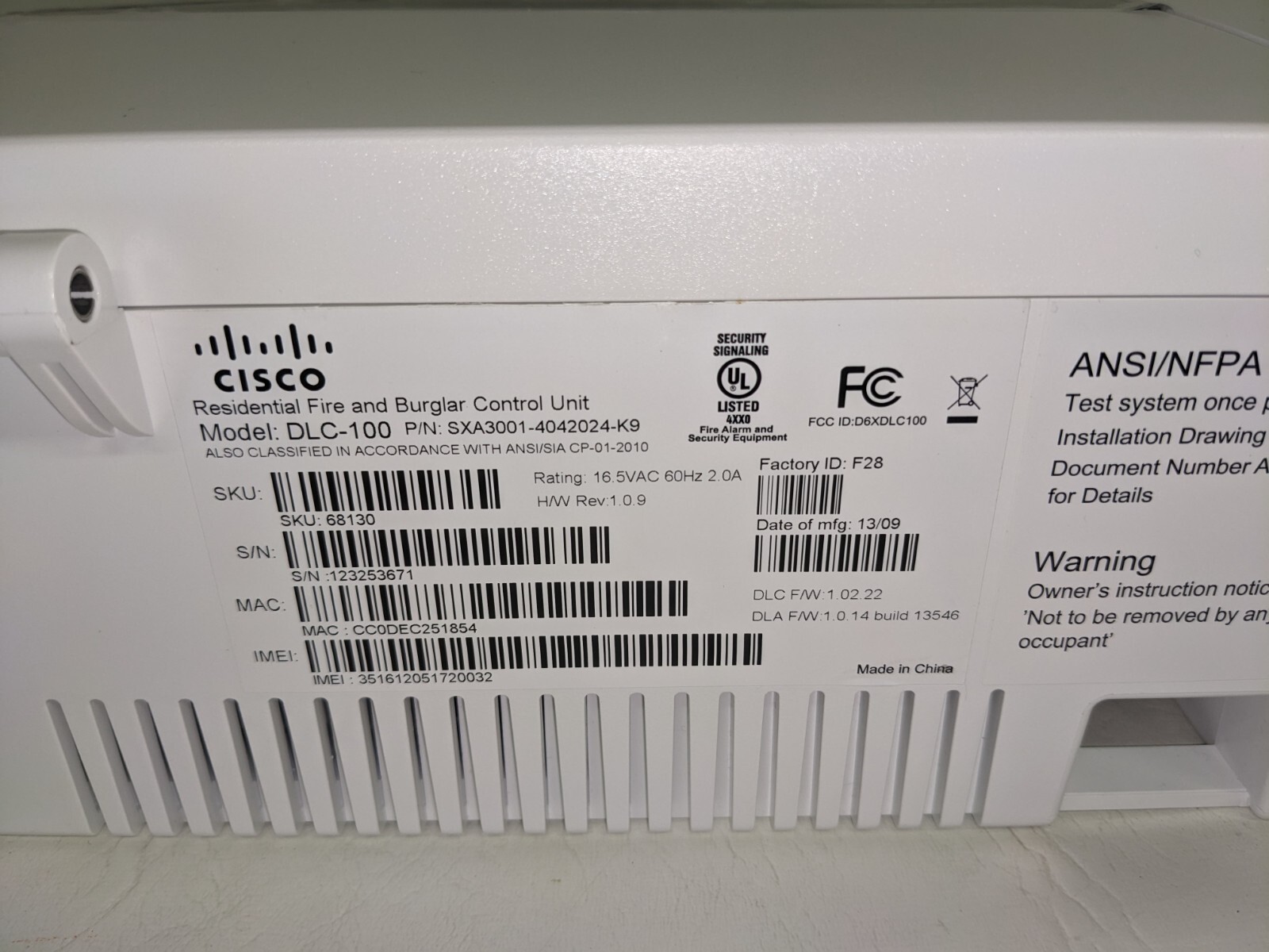 NEW!!! AT&T Digital Life Hub – Home Security System Model DLC-100 (1E)