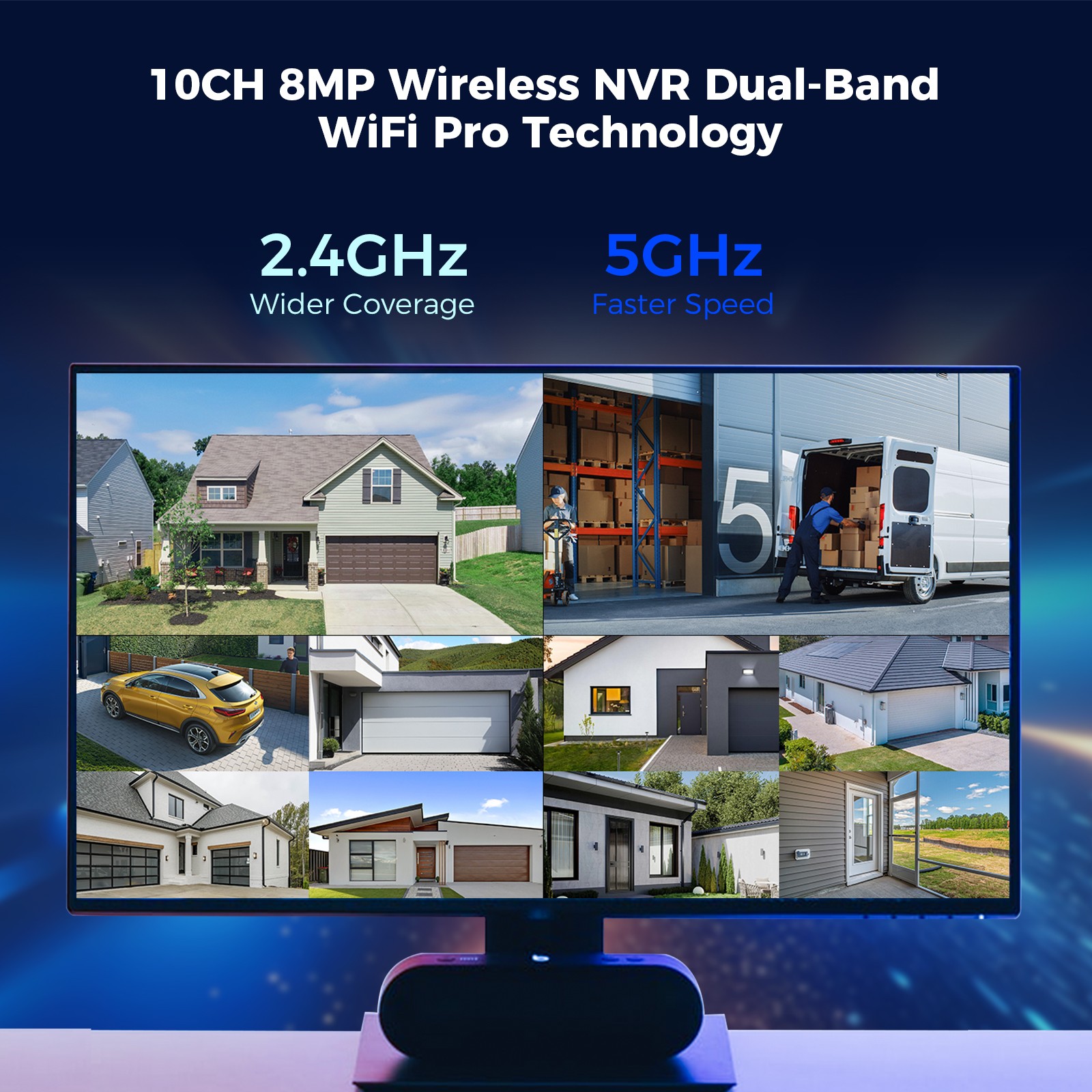 Hiseeu 10CH NVR 3MP 2.4G/5G WIFI Outdoor Audio Security Camera System CCTV HDD