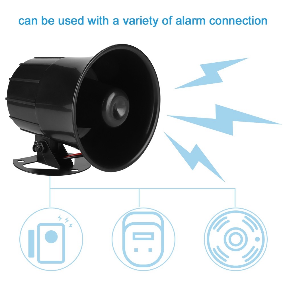 110dB Security Alarm Siren Outdoor Sound Alarm Horn Alert 15W/20W DC 6-12V FOD