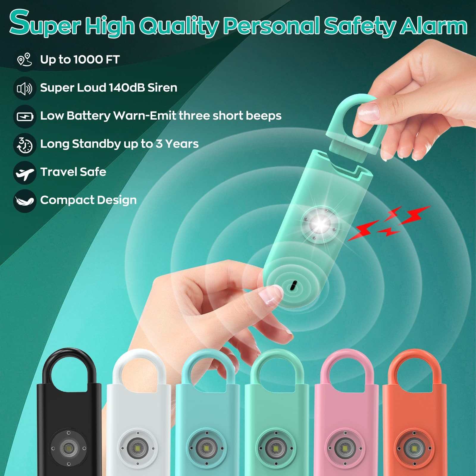 140dB Personal Safety Alarm for Women, 6 Pack Safe Alarm Protection Keychain …