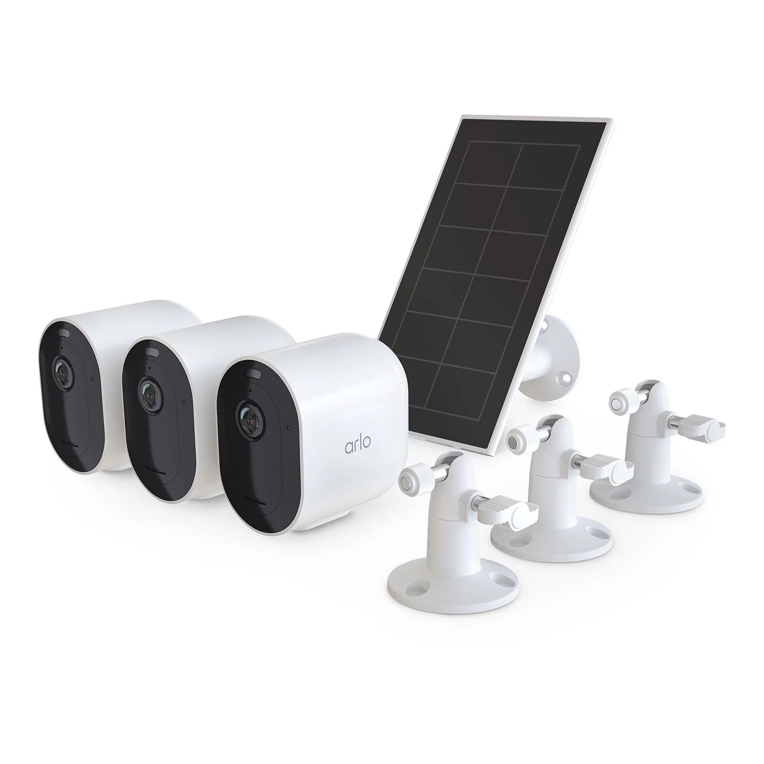 Arlo Pro 5S 2K Spotlight Camera 3 Cameras & 1 Solar Panel – White (VMK4360P)