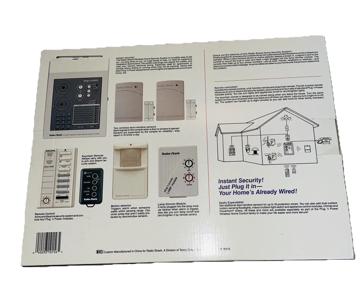 NOS Radio Shack Plug ‘N Power HOME SECURITY SYSTEM #49-2551