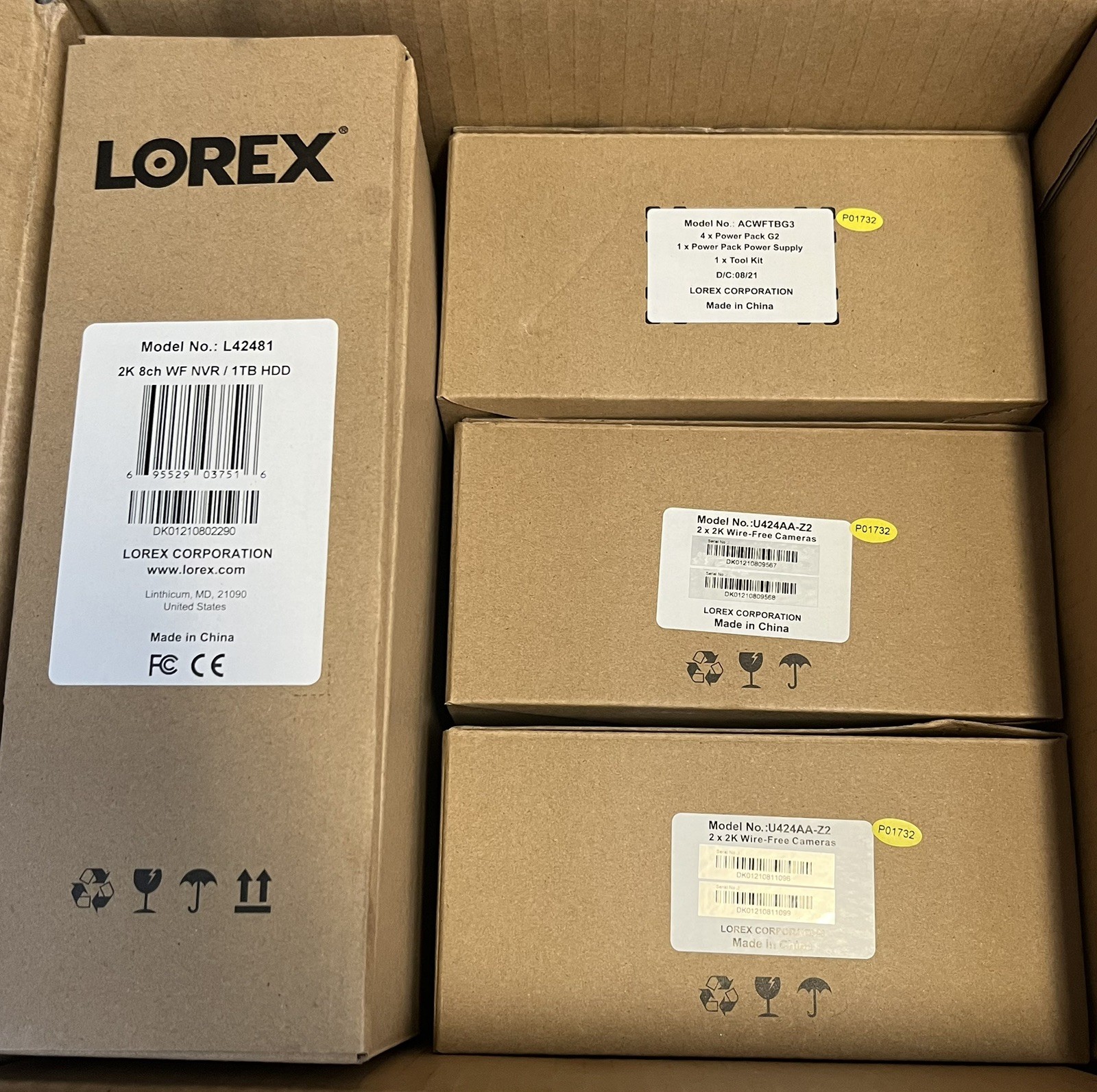 Lorex 2K 32GB NVR System with 4 Outdoor Battery Security Cameras FOR PARTS